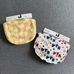 NWT (2) Neat Solutions Bibs size 0-6 Boy or Girl 4th July USA Easter Bunny